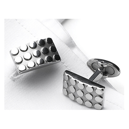Stainless Steel "Dimpled" Golfer Cufflinks - Click Image to Close